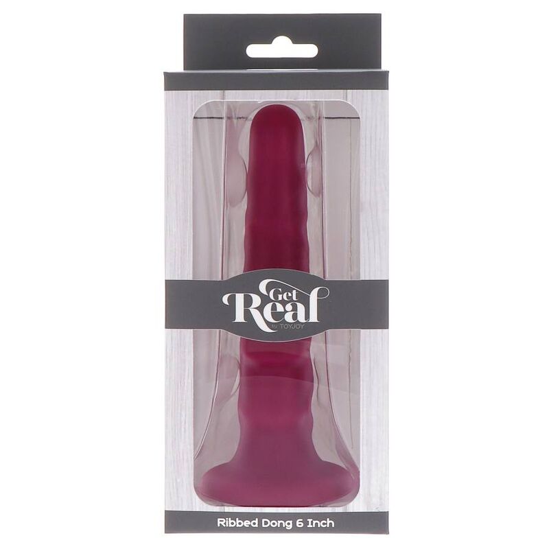 GET REAL - Ribbed Dong Rød 12 cm