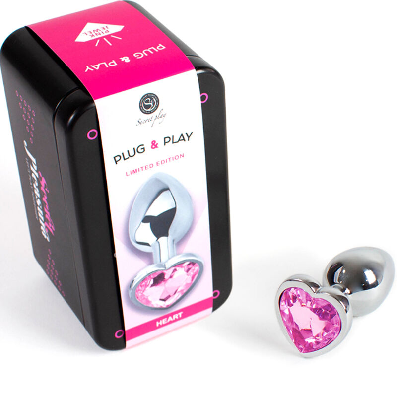 SECRETPLAY - Metall Analplugg med Hjerte Fuchsia Small 7 cm