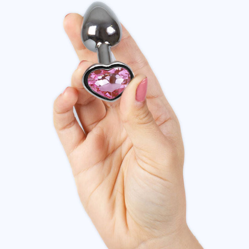 SECRETPLAY - Metall Analplugg med Hjerte Fuchsia Small 7 cm