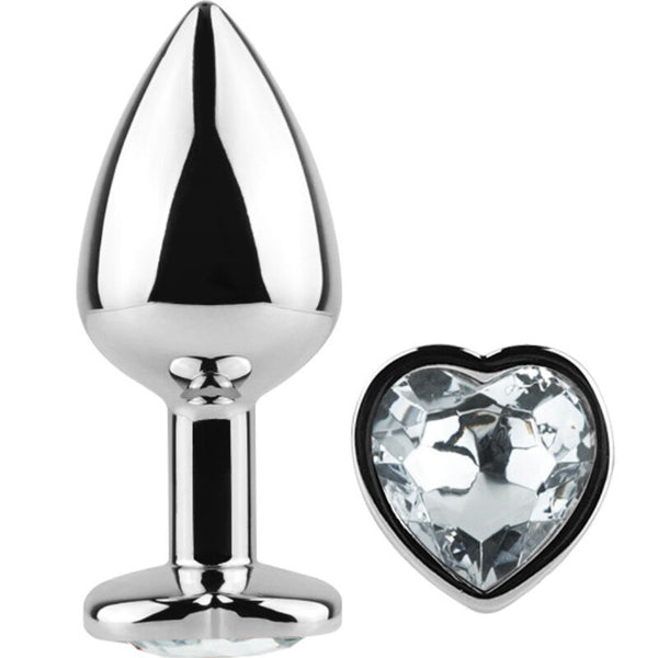 SECRETPLAY - Metall Analplugg med Krystallhjerte Transparent Small 7 cm