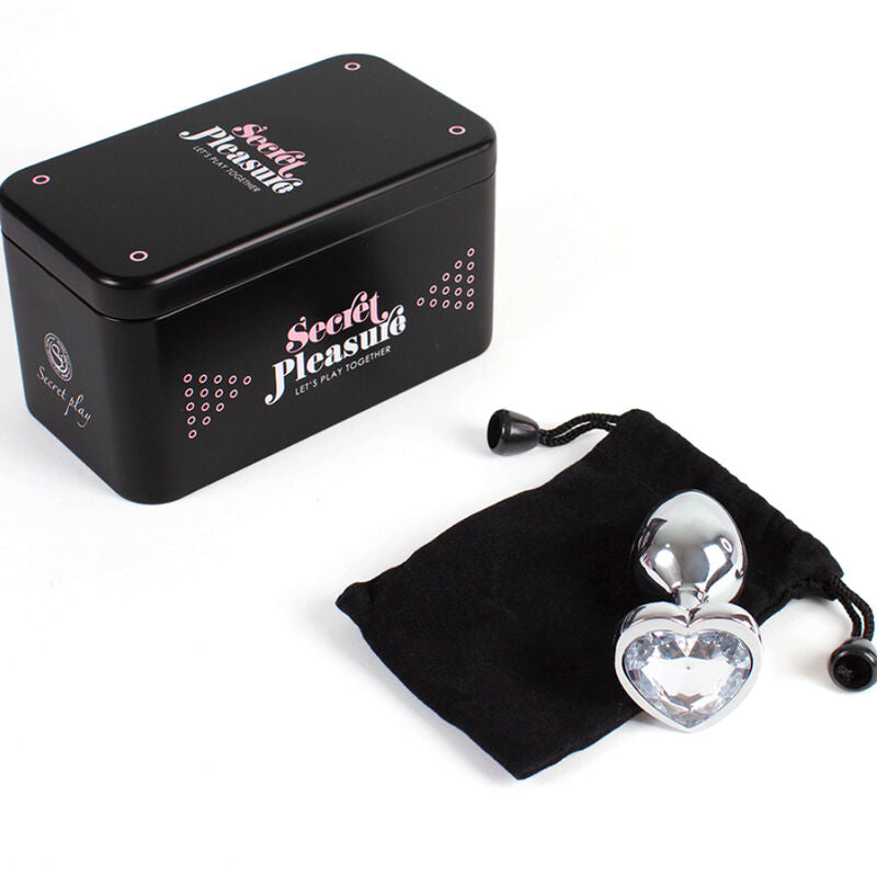 SECRETPLAY - Metall Analplugg med Krystallhjerte Transparent Small 7 cm