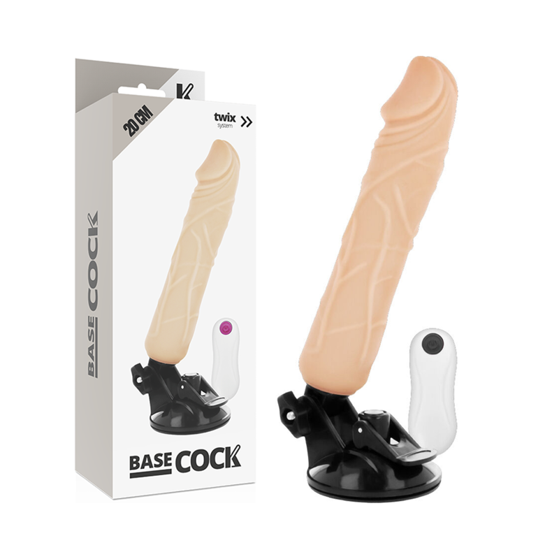 BASECOCK - Realistisk Vibrator med Fjernkontroll Hudfarge 20 cm (12 modi)