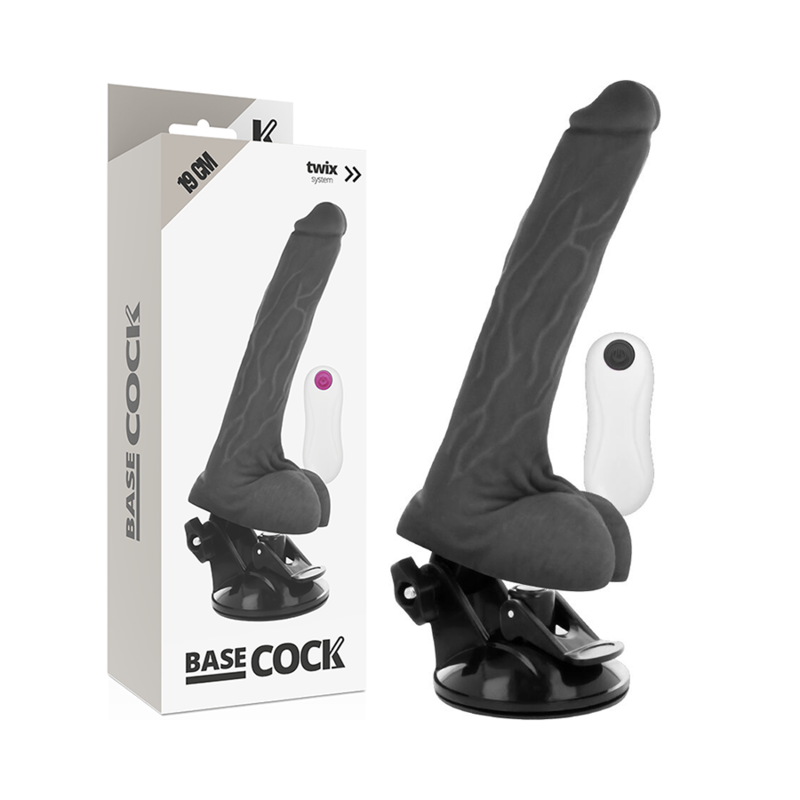 BASECOCK - Realistisk Vibrator med Fjernkontroll Sort 19 cm