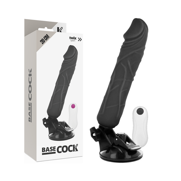 BASECOCK - Realistisk Vibrator med Fjernkontroll Sort 20 cm (12 modi)