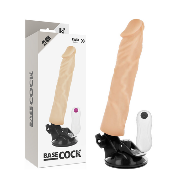 BASECOCK - Realistisk Vibrator med Fjernkontroll Hudfarge 21 cm