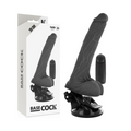 BASECOCK - Realistisk Vibrator med Pung & Fjernkontroll Sort 20 cm