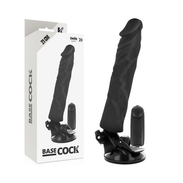 BASECOCK - Realistisk vibrator med fjernkontroll Sort 21 cm