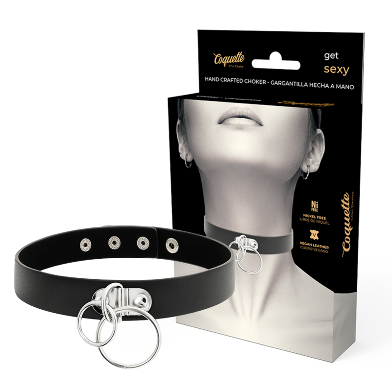 COQUETTE CHIC DESIRE - Choker i vegansk skinn med dobbel ring