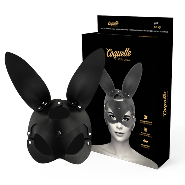 COQUETTE CHIC DESIRE - Maske i Vegansk Skinn med Kaninører Sort
