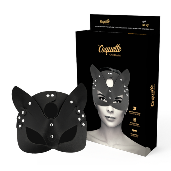 COQUETTE CHIC DESIRE - Maske i Vegansk Skinn med Kaninører Sort