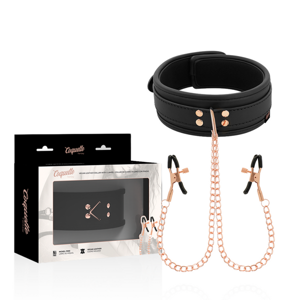 COQUETTE CHIC DESIRE - Fantasy Halsbånd med Brystvorteklemmer og Neoprenfôr