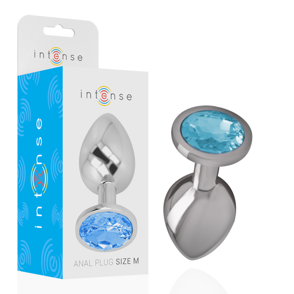 INTENSE - Aluminium Analplugg med Blått Glass M