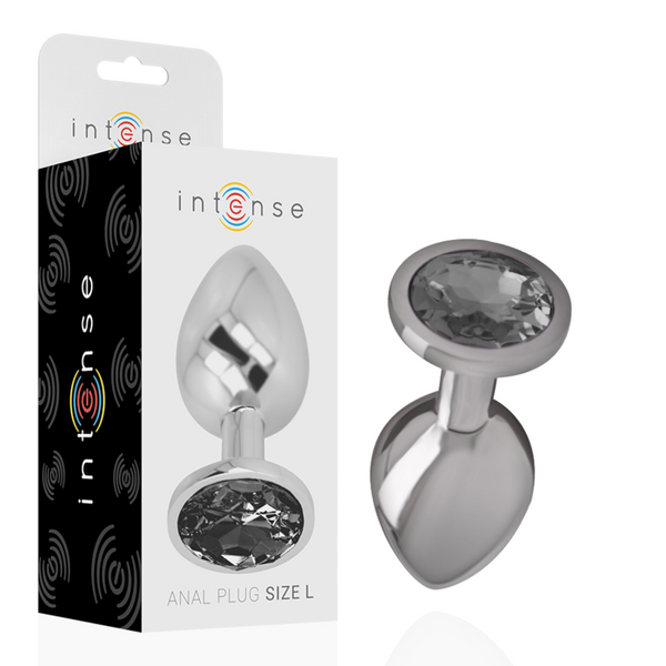 INTENSE - Aluminium Analplugg med Sort Glass L