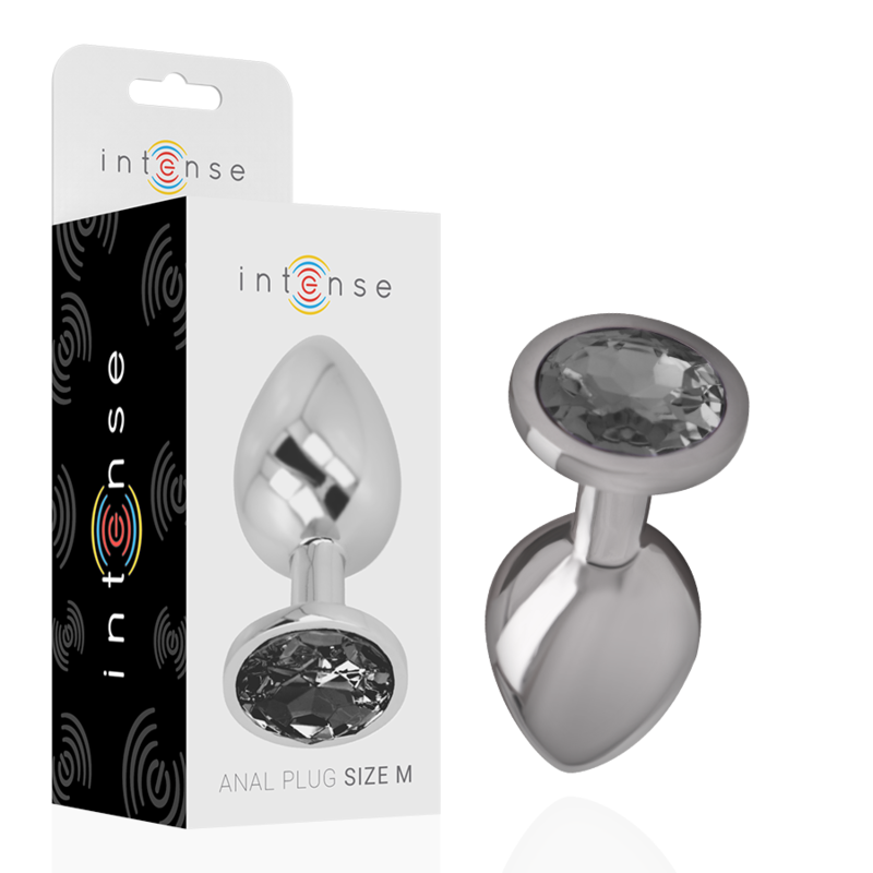INTENSE - Aluminium Analplugg med Sort Glass M