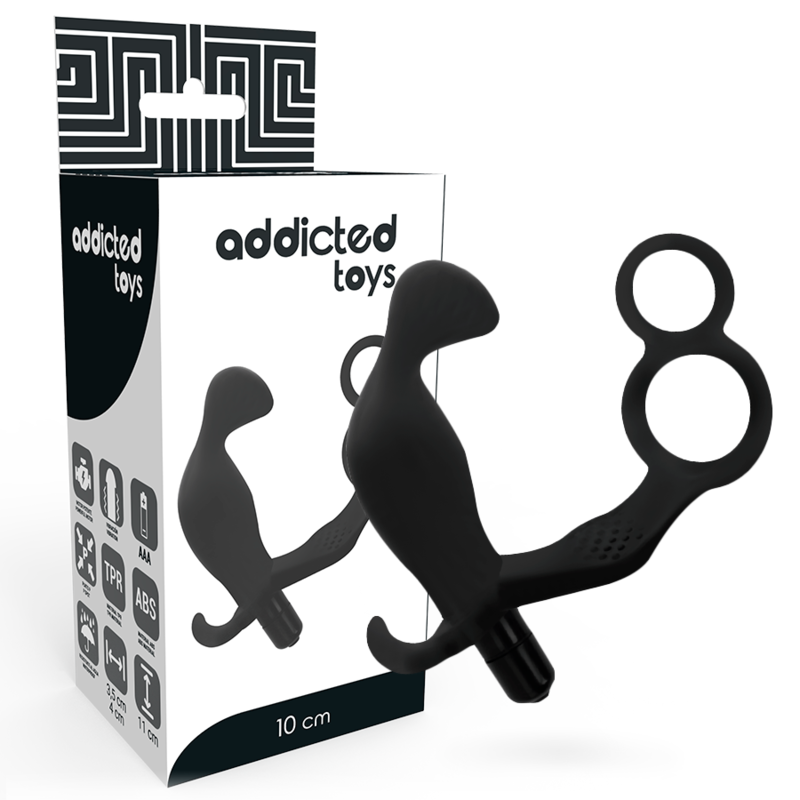 ADDICTED TOYS - Vibrerende analplugg med penis- og testikkelring