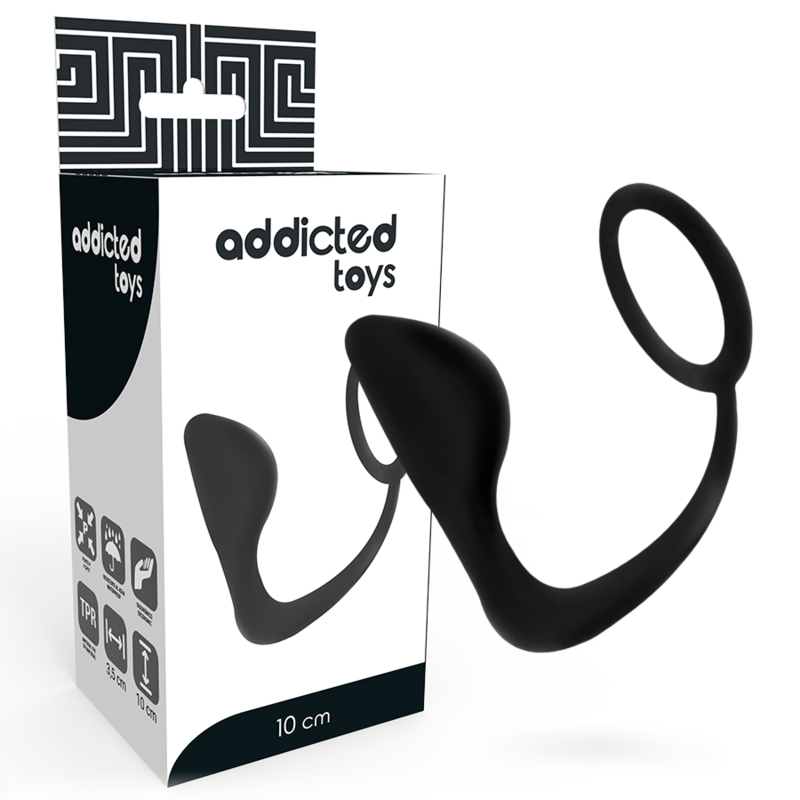 ADDICTED TOYS - Analplugg med penisring Sort