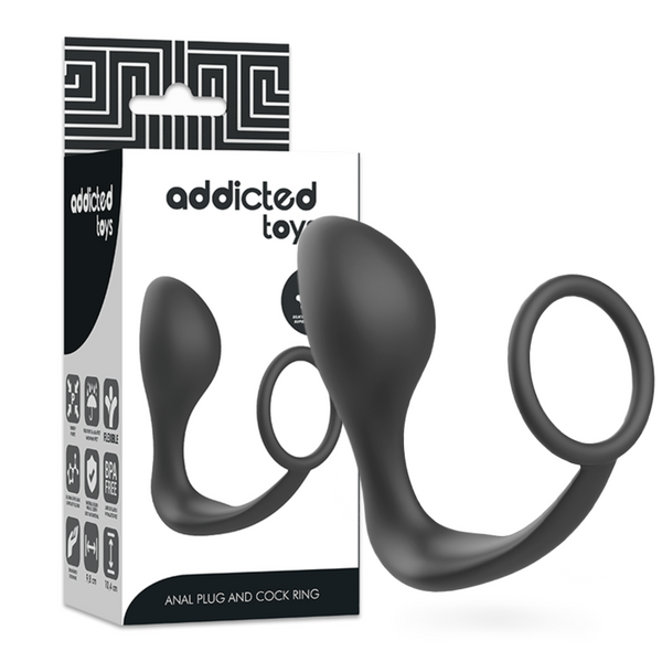 ADDICTED TOYS - Analplugg med penisring Sort