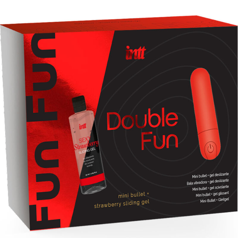 INTT - Double Fun Sett med vibrerende kule og jordbær-massasjegel