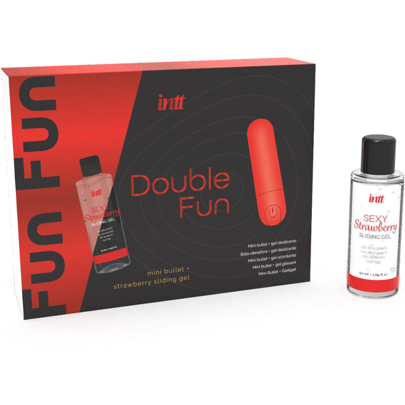 INTT - Double Fun Sett med vibrerende kule og jordbær-massasjegel