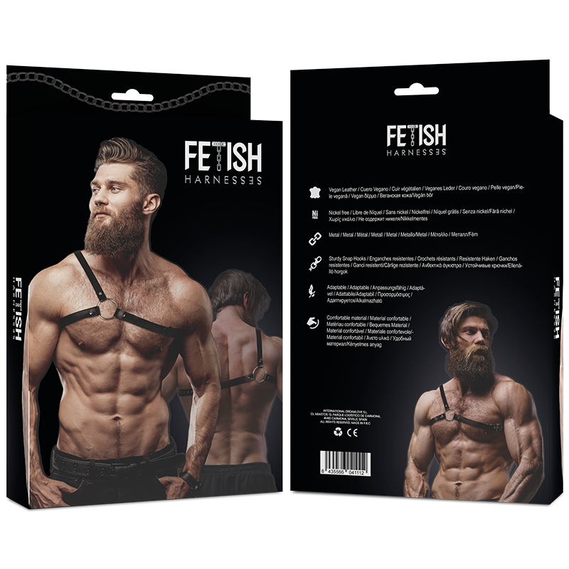 FETISH SUBMISSIVE ATTITUDE - Skulderkrysset Brystharness i Økoskinn for Menn