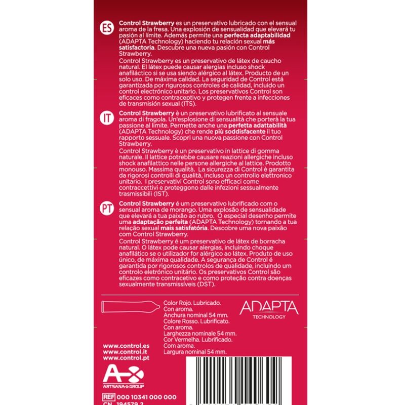 CONTROL - Adapts Strawberry Kondomer med Smak 12 stk