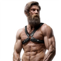 FETISH SUBMISSIVE ATTITUDE - Justerbart Brystkrysset Bulldog Harness i Økoskinn for Menn
