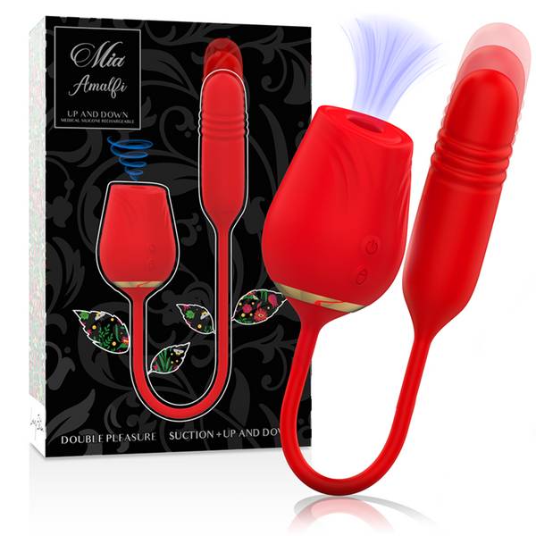 MIA - Amalfi Dobbel Massasjestav med Suging & Opp-og-ned Analstimulering