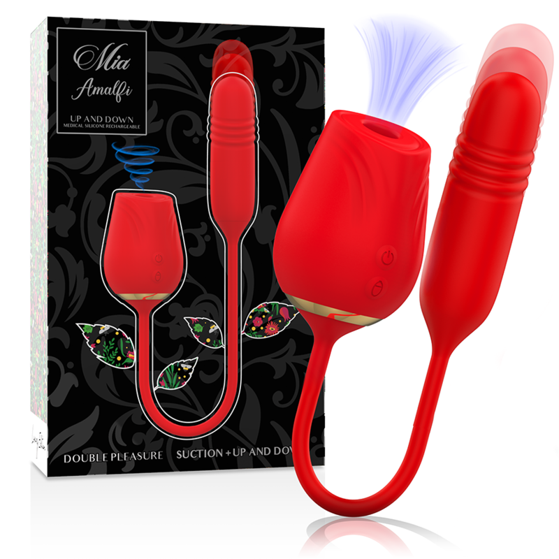 MIA - Amalfi Dobbel Massasjestav med Suging & Opp-og-ned Analstimulering