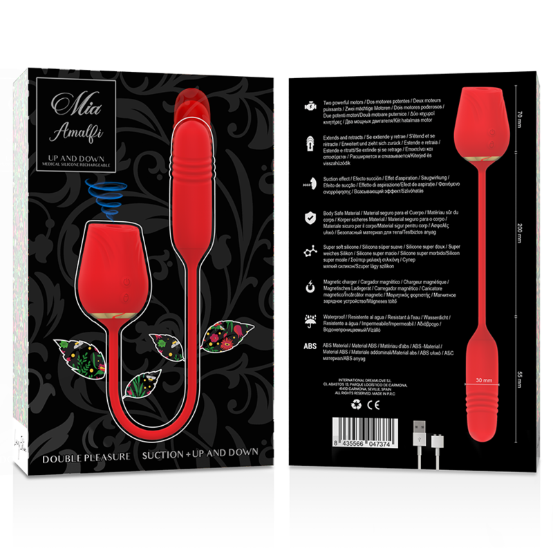 MIA - Amalfi Dobbel Massasjestav med Suging & Opp-og-ned Analstimulering