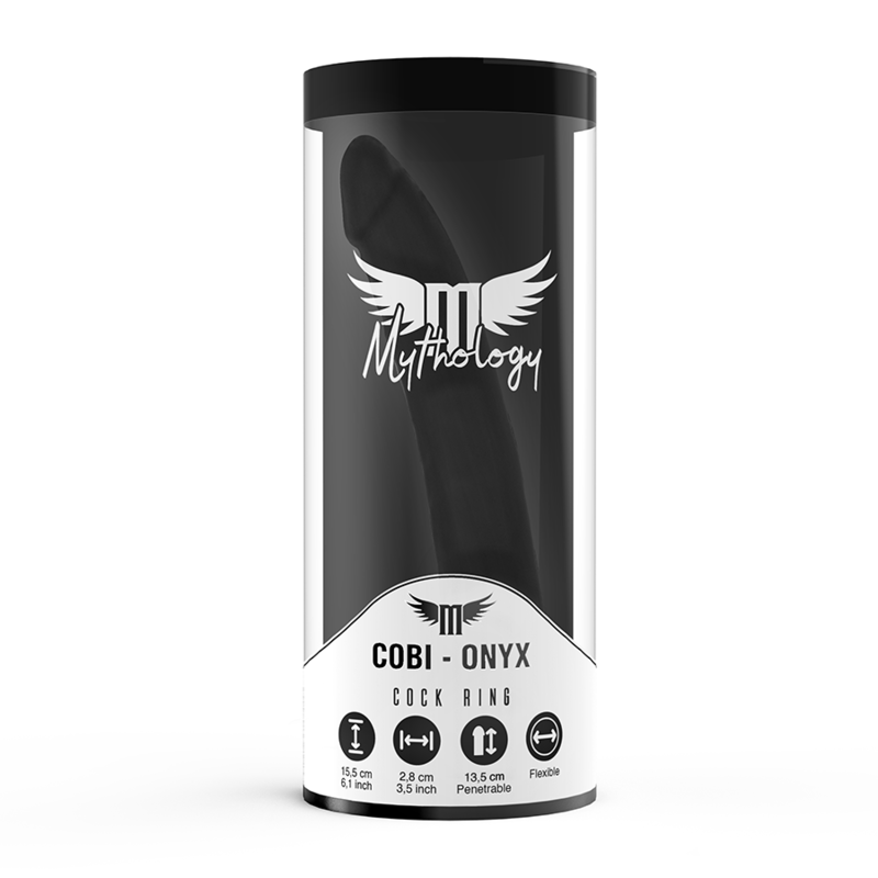 MYTHOLOGY - Cobi Onyx Analdildo med Penis- og Testikkelring Sort 13,5 cm