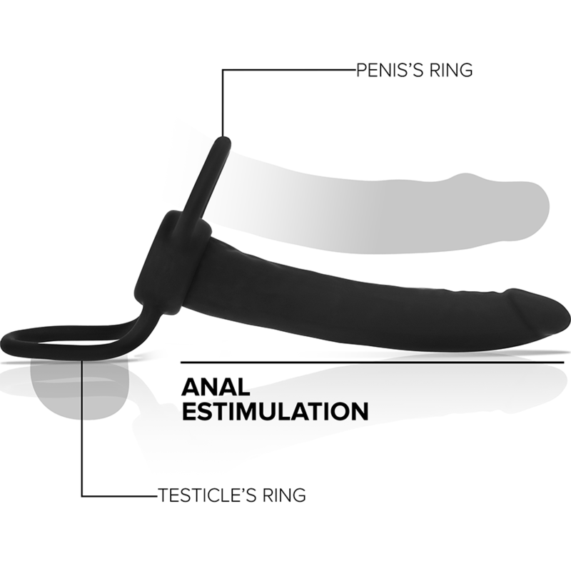 MYTHOLOGY - Cobi Onyx Analdildo med Penis- og Testikkelring Sort 13,5 cm