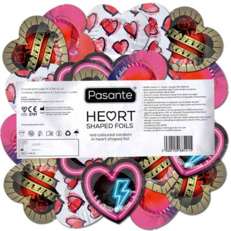PASANTE - Red Heart Shape Kondomer Storpakning 144 stk