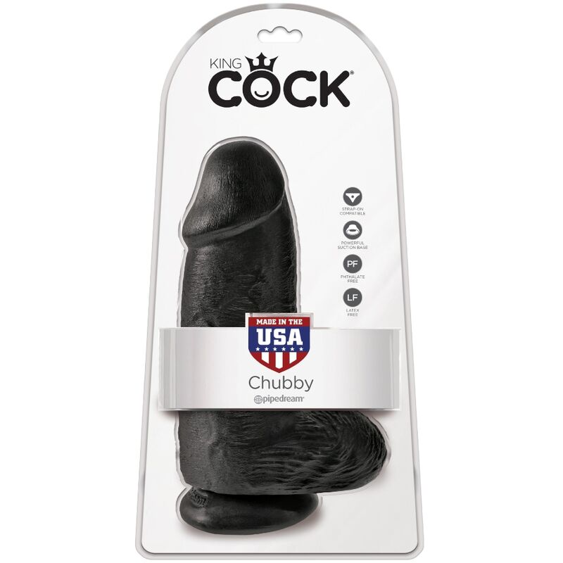 KING COCK - Chubby Realistisk Dildo Sort 23 cm