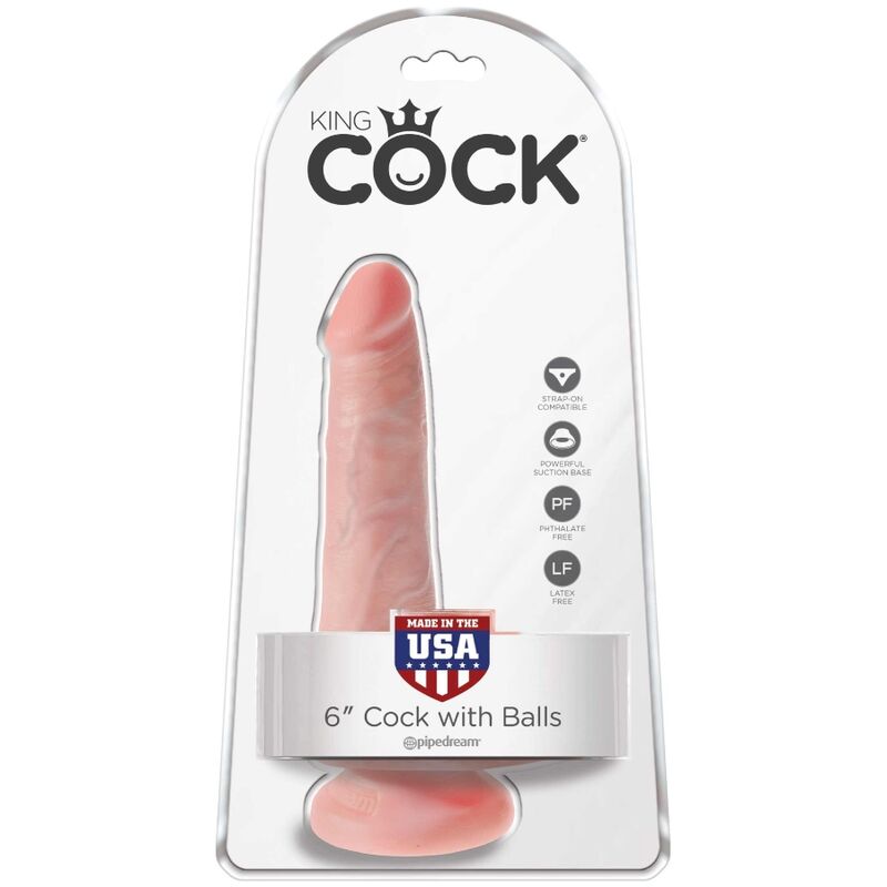 KING COCK - Realistisk Dildo med Baller Lys Hud 13,5 cm