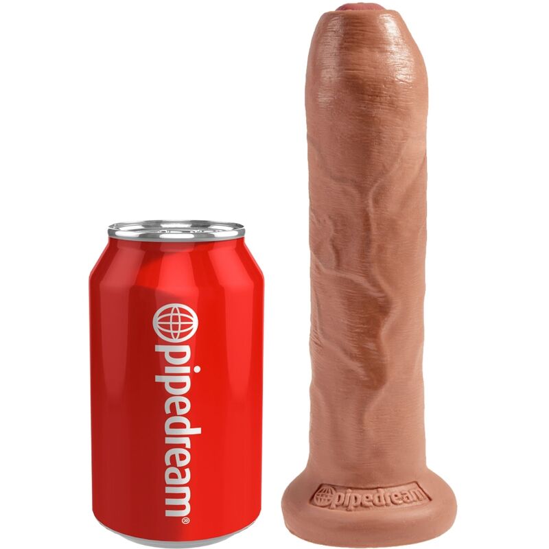 KING COCK - Uncut Realistisk Dildo med Forhud Karamell 17,8 cm