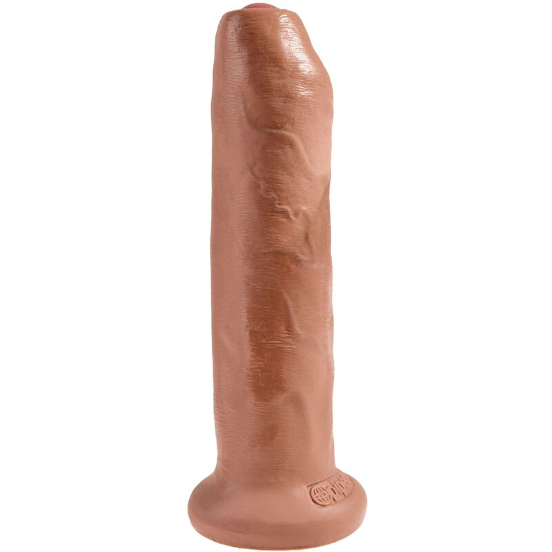 KING COCK - Uncut Realistisk Dildo med Forhud Karamell 17,8 cm