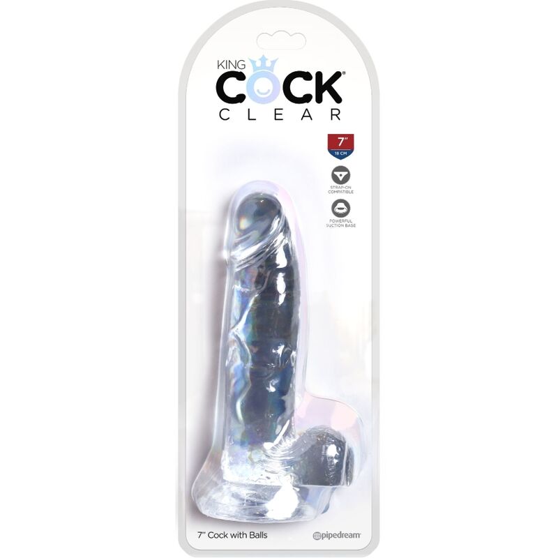 KING COCK - Clear Realistisk dildo med testikler 15,2 cm