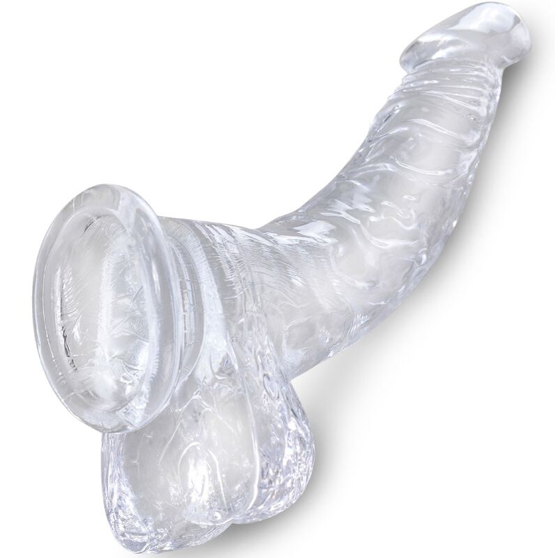 KING COCK - Clear Realistisk Buet Dildo med Baller Transparent 16,5 cm