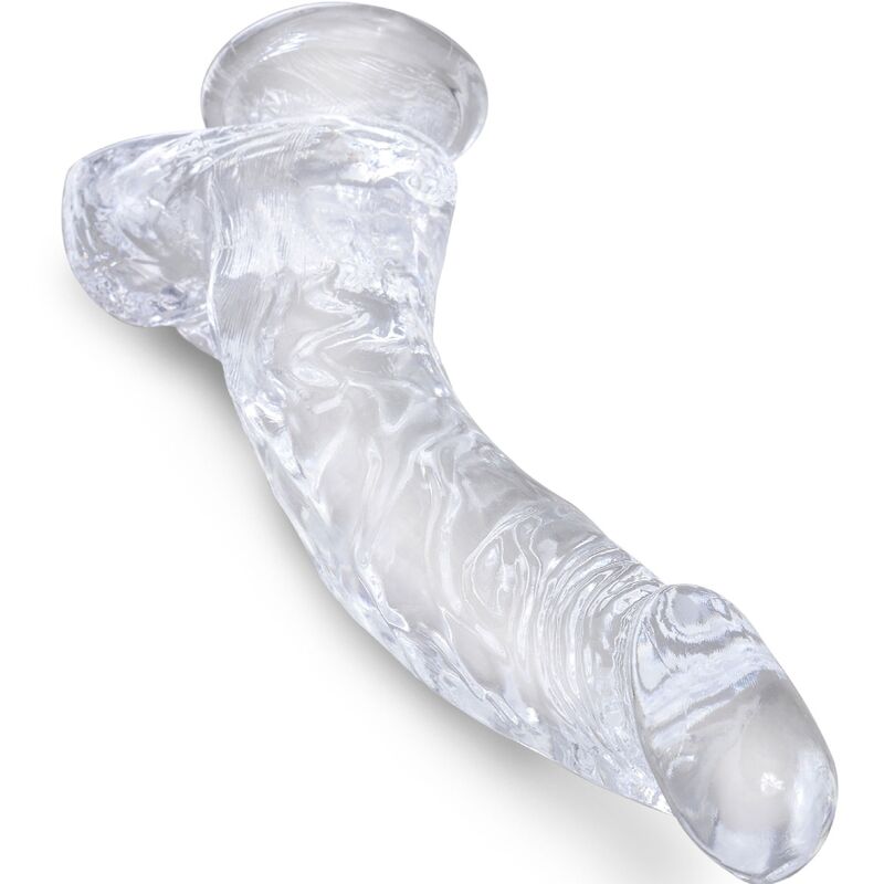 KING COCK - Clear Realistisk Buet Dildo med Baller Transparent 16,5 cm