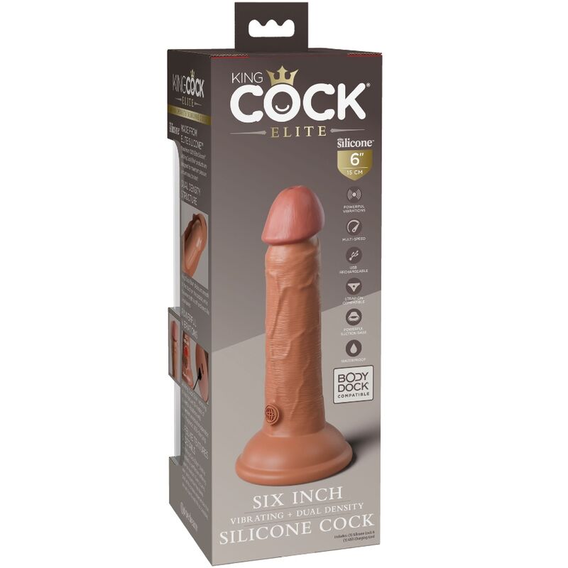 KING COCK - Elite Vibrerende Realistisk Silikondildo Karamell 15,2 cm