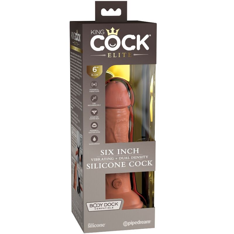 KING COCK - Elite Vibrerende Realistisk Silikondildo Karamell 15,2 cm