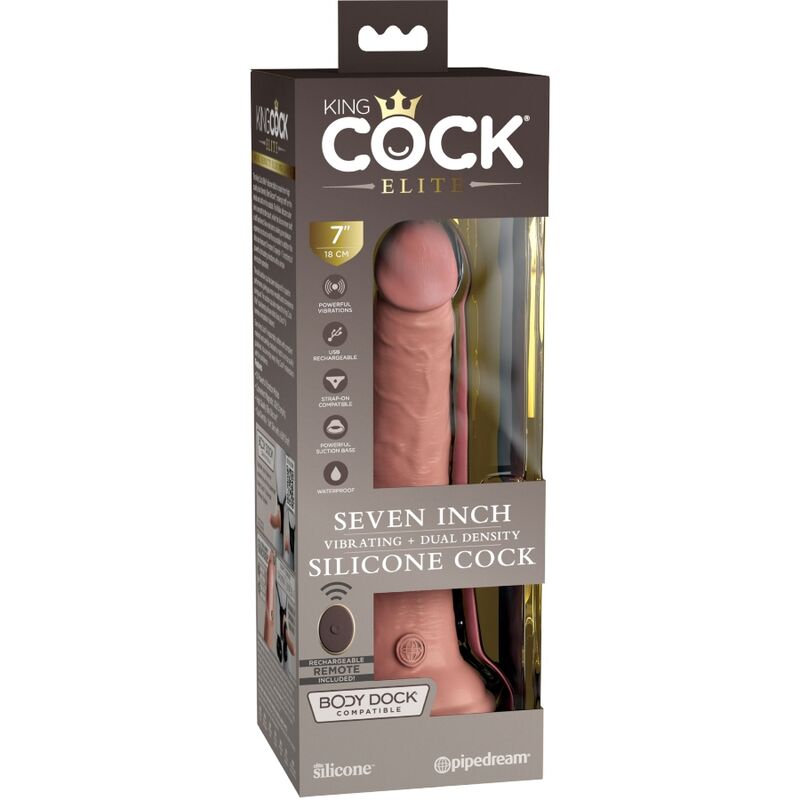 KING COCK - Elite Vibrerende Realistisk Silikondildo med Fjernkontroll 17,8 cm