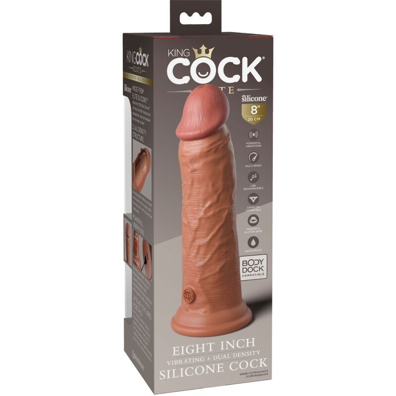 KING COCK - Elite Vibrerende Realistisk Silikondildo Karamell 20,3 cm