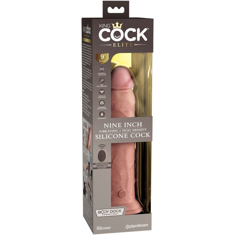 KING COCK - Elite Vibrerende Realistisk Silikondildo med Fjernkontroll 22,9 cm