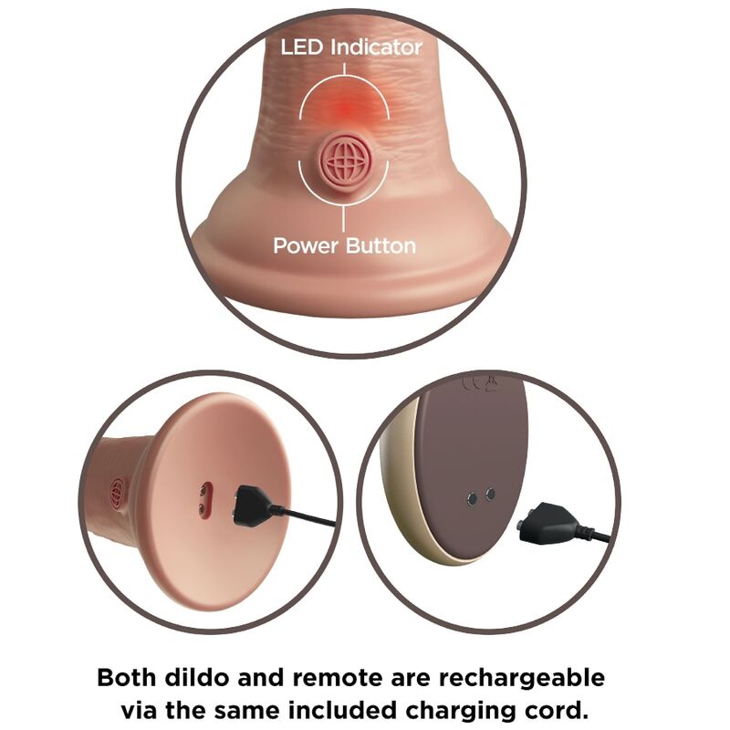 KING COCK - Elite Vibrerende Realistisk Silikondildo med Fjernkontroll 22,9 cm