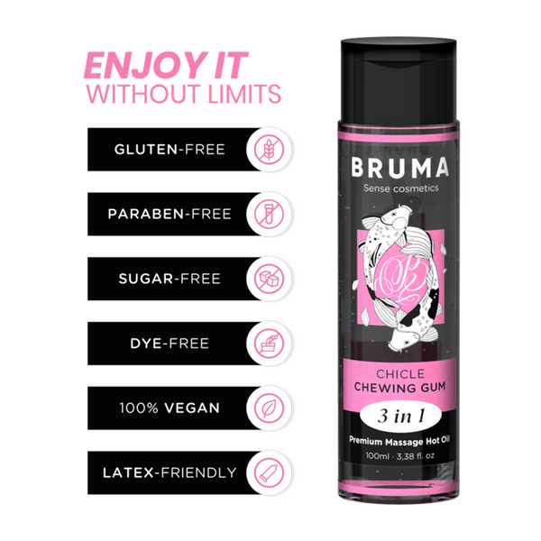 BRUMA - Premium varmende massasjeolje Tyggegummi 3-i-1 100 ml