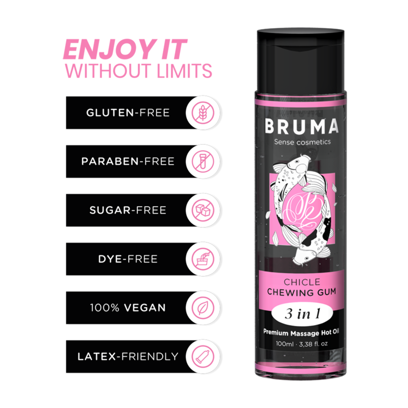 BRUMA - Premium varmende massasjeolje Tyggegummi 3-i-1 100 ml