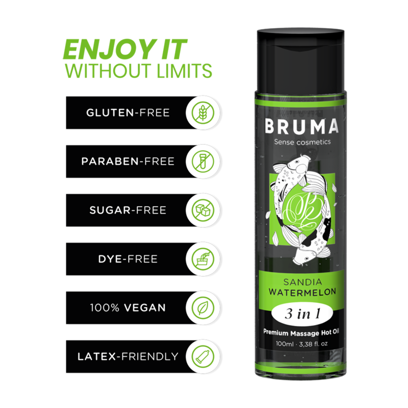 BRUMA - Premium varmende massasjeolje 3-i-1 Vannmelon 100 ml
