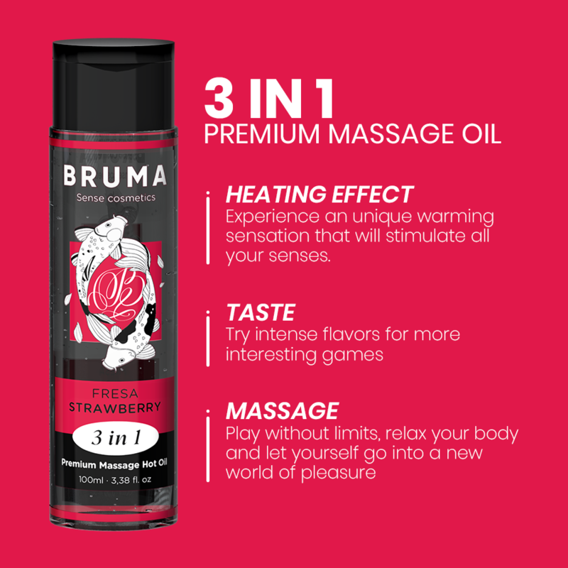 BRUMA - Premium varmende massasjeolje Jordbær 3-i-1 100 ml