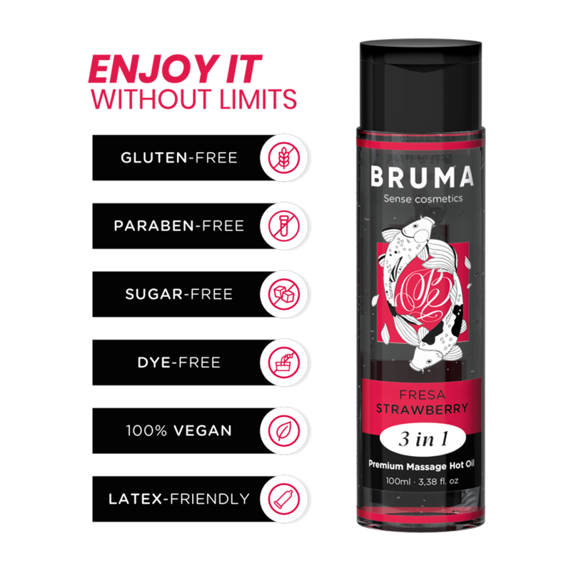 BRUMA - Premium varmende massasjeolje Jordbær 3-i-1 100 ml